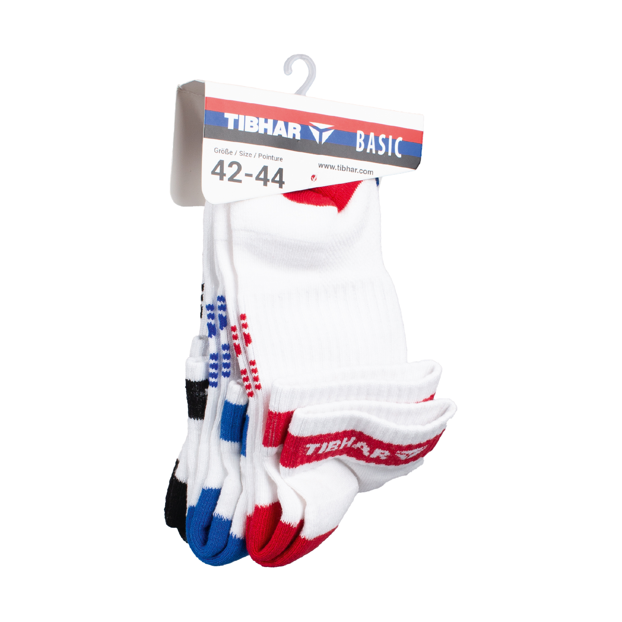 Tibhar Basic Socke 3ER PACK rot/blau/schwarz