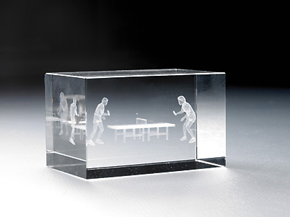 Kristallglasblock mit 3D-TT-Lasermotiv