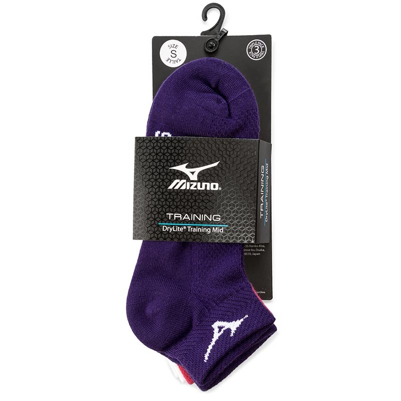mizuno Socke Training Mid 3p Purple / Rasberry / Wine